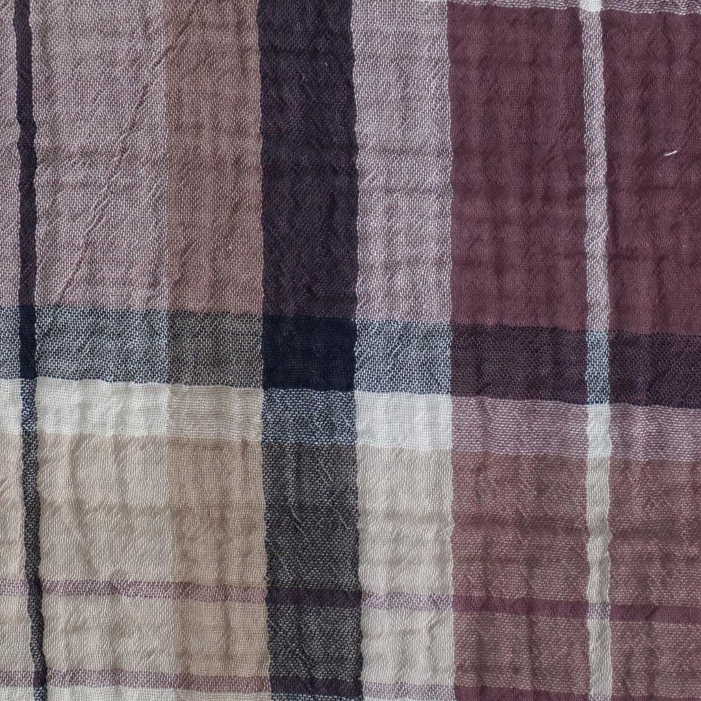Musselin Double Gauze Karomuster violett beige